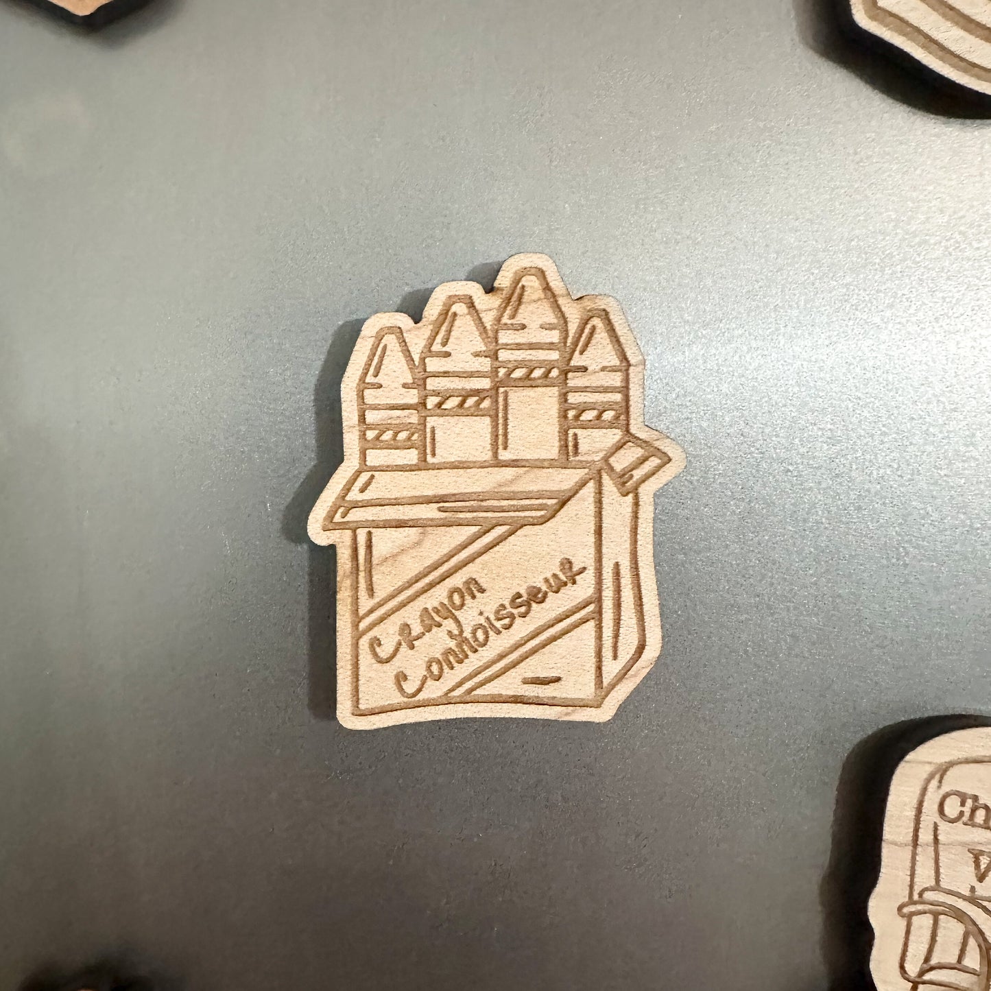 CRAYON CONNOISSEUR | Wood Marine Magnet | 2" Military Humor Gift