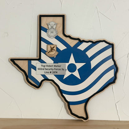 Custom military promotion gift plaque with engraved rank, unit, and service branch