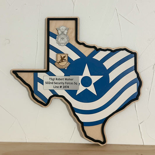 Custom military promotion gift plaque with engraved rank, unit, and service branch