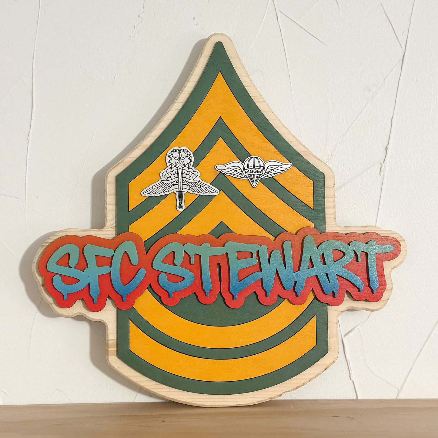 Custom Army Promotion Gift – Graffiti Name Rank Stripe