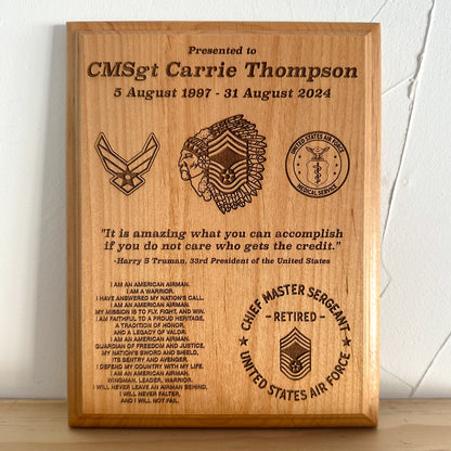 Custom Military Plaque – Personalized Engraved Retirement, Promotion & Going Away Gift