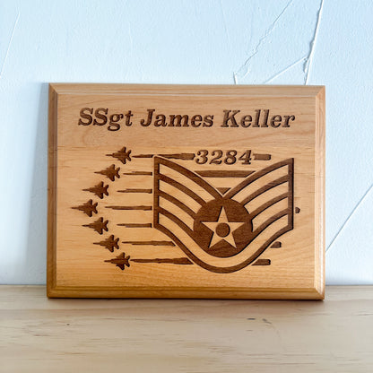 Custom Military Promotion Plaque – Personalized Engraved Rank Advancement Gift
