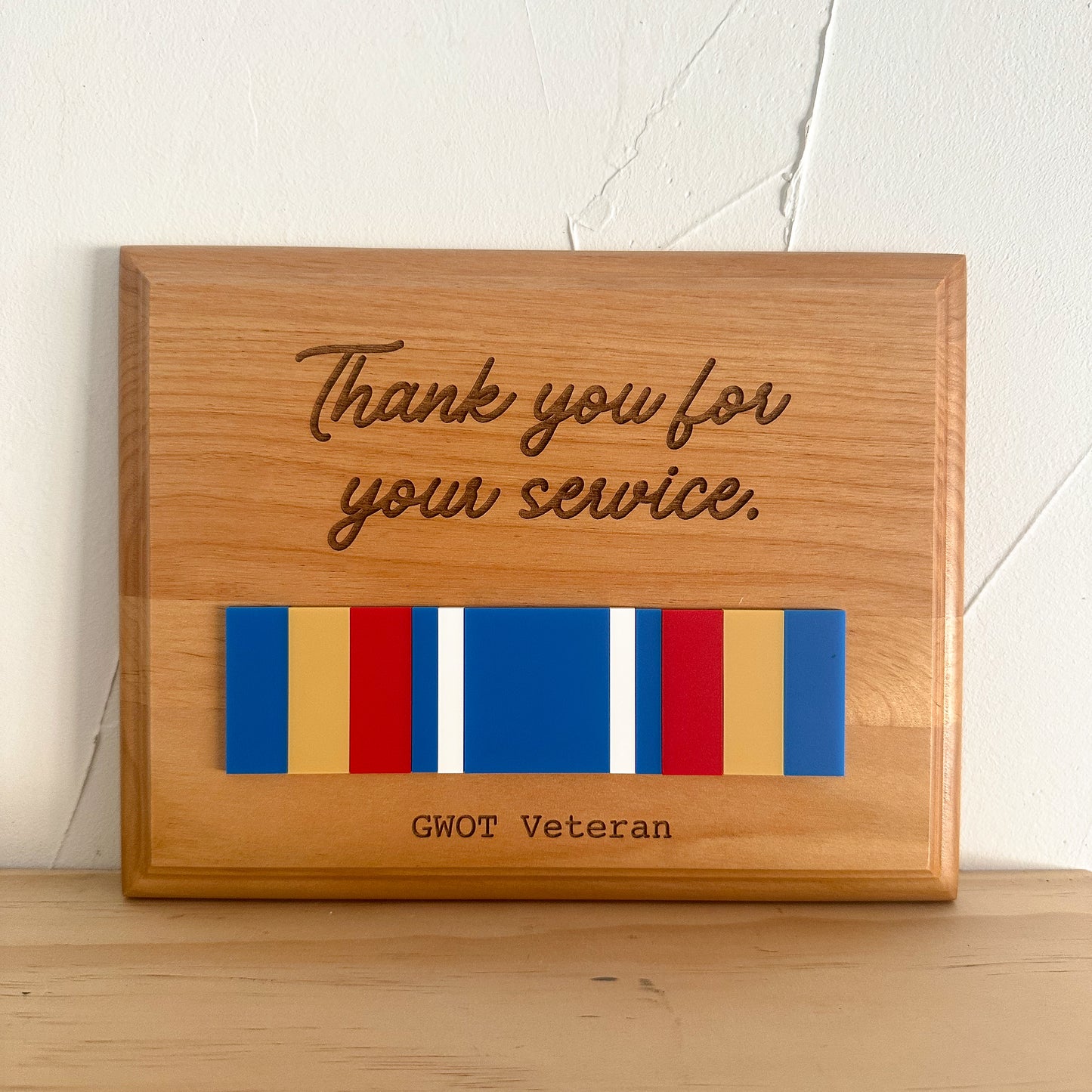 GWOT Military Service Plaque – Engraved Recognition with Ribbon