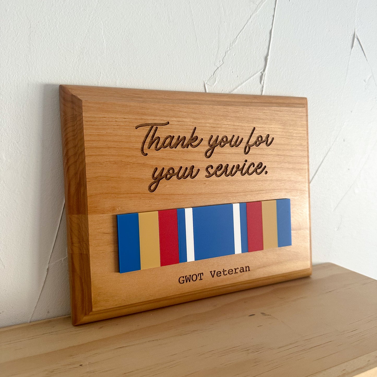 GWOT Military Service Plaque – Engraved Recognition with Ribbon