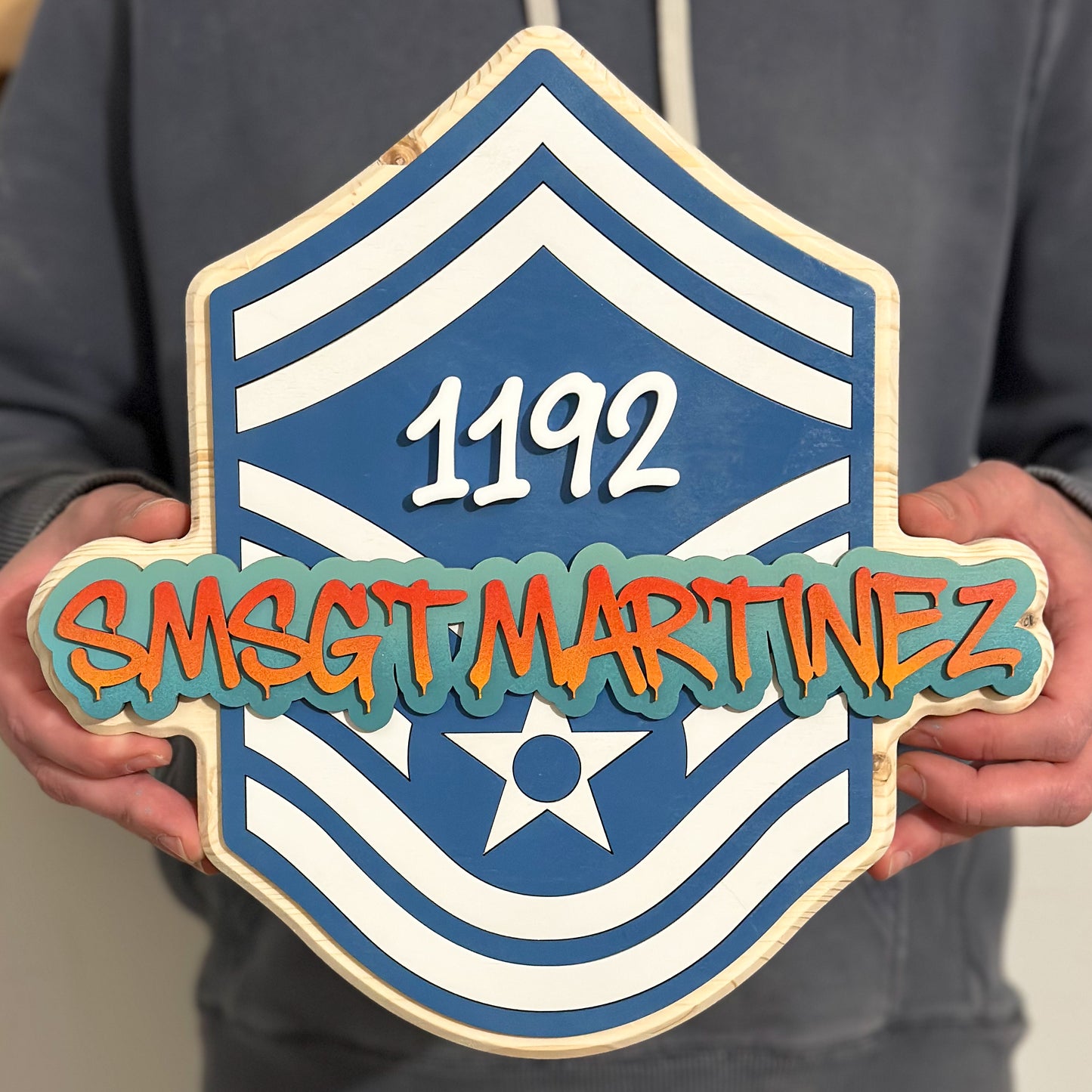 Custom Air Force Promotion Gift – Graffiti Name Rank Stripe