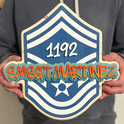 Custom Air Force Promotion Gift – Graffiti Name Rank Stripe