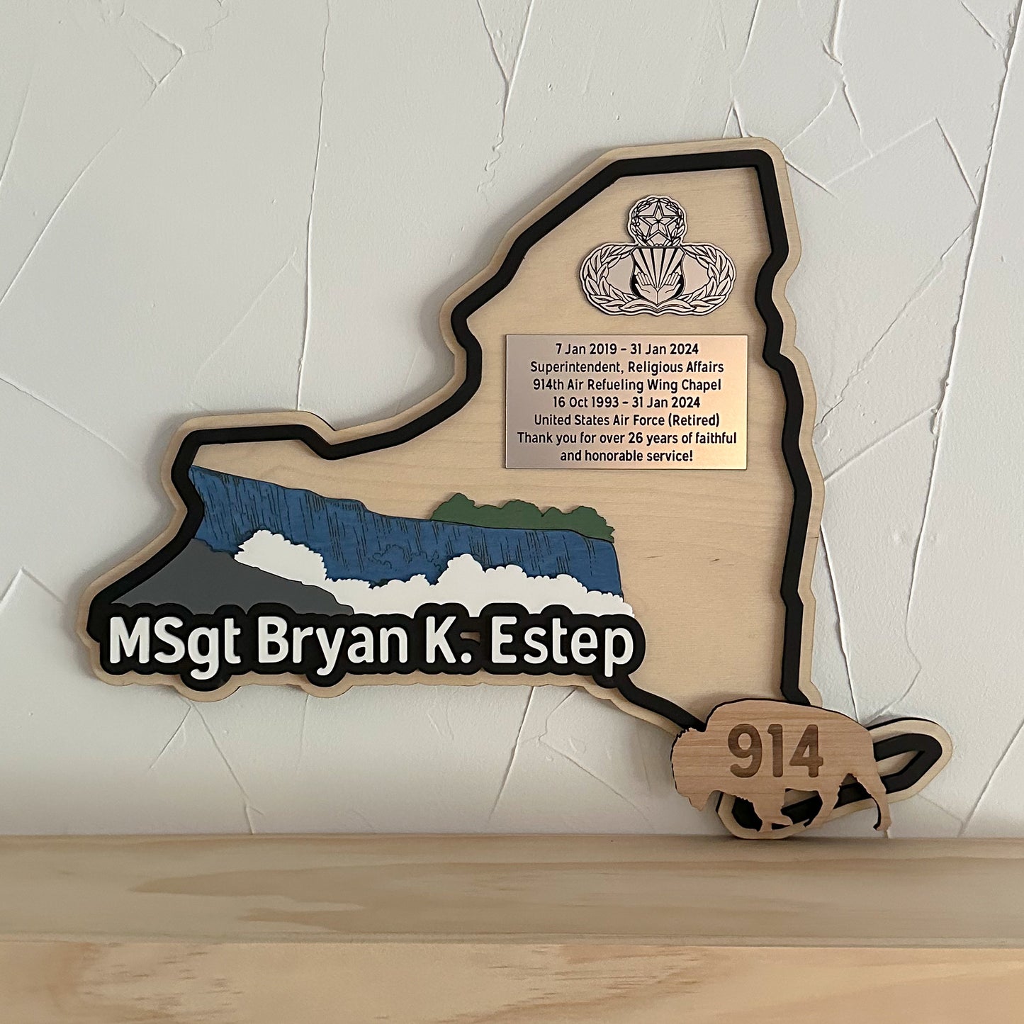 State-shaped military PCS gift available in multiple U.S. states and designs