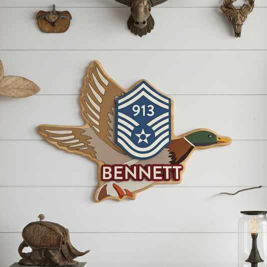Custom Air Force Promotion Plaque | Duck Hunter | Army Rank Gift | Military Stripe Design